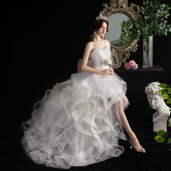 2024, new small tail wedding dress, dreamy princess, unique long & short.