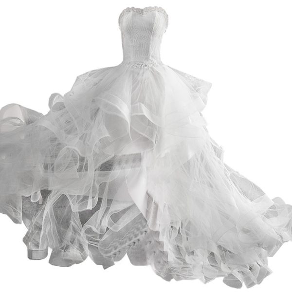 2024, new small tail wedding dress, dreamy princess, unique long & short. - Image 5